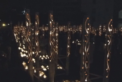 熊本城下竹灯笼照亮美丽秋夜